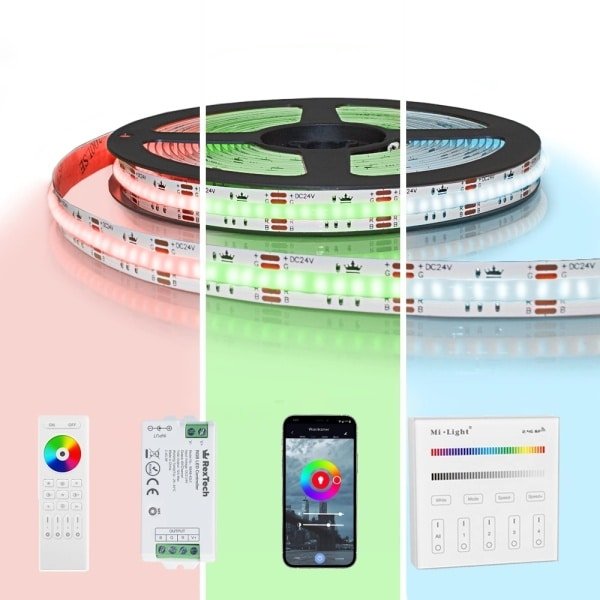 15 meter RGB led strip cob met 840 leds p/m - complete set