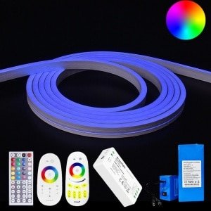 Led strip op batterij neon RGB maxi recht complete set 1 meter